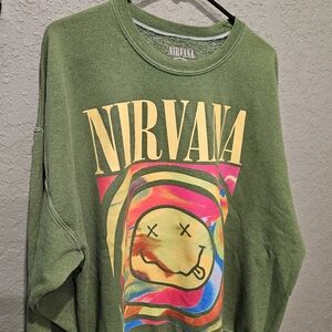 NIRVANA Green Sweatshirt with Multicolor Graphic
